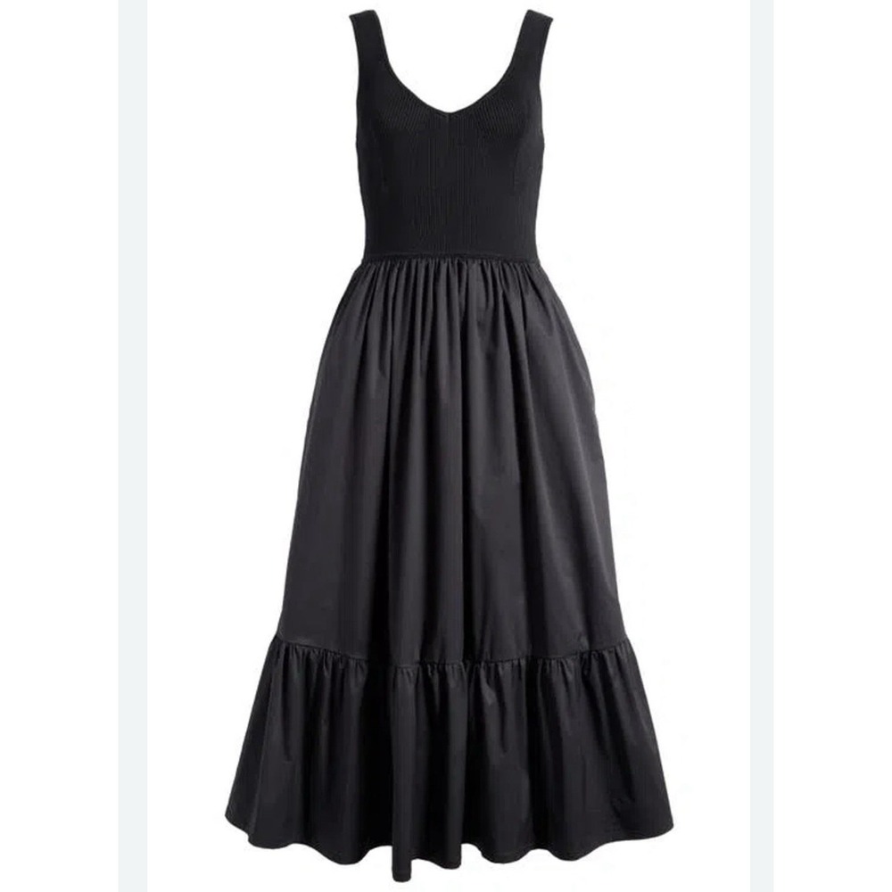 ASTR The Label Midi Dress Womens Small Black Sleeveless Flare Elastic Party NWOT